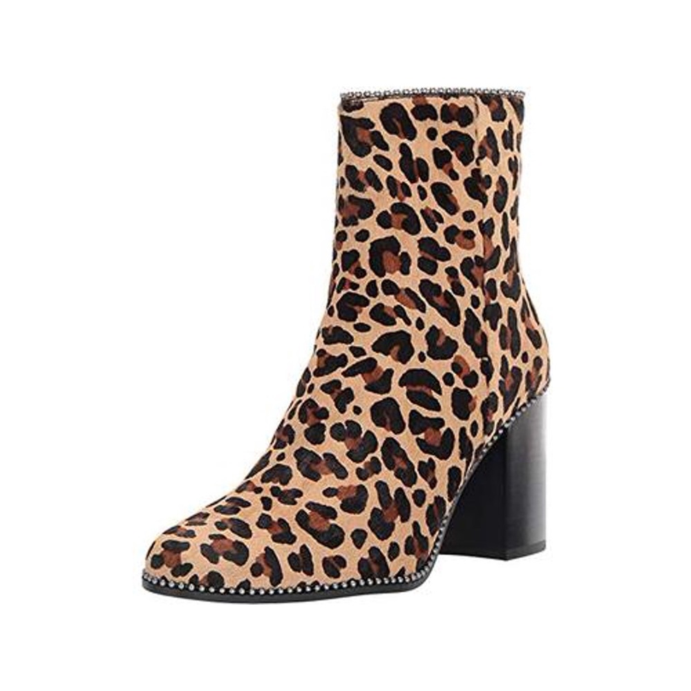 🔥NWOB🔥Coach Women’s Drea mohair leopard Print Beaded Ankle Boots Sz. 7 - Picture 3 of 15
